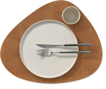 LIND DNA Placemats Nupo - Leather - Army Green / Nature - Curved - double-sided - 44 x 37 cm - 2 pieces