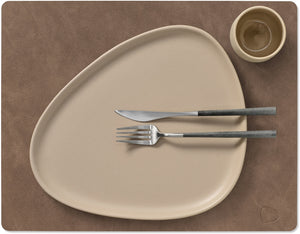 LIND DNA Placemats Nupo - Leather - Brown / Sand - double-sided - 45 x 35 cm - 2 pieces