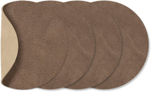 LIND DNA Coasters Nupo - Leather - Brown / Sand - double-sided - 13 x 11 cm - 4 pieces
