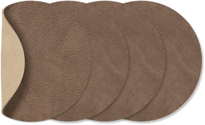 LIND DNA Coasters Nupo - Leather - Brown / Sand - double-sided - 13 x 11 cm - 4 pieces