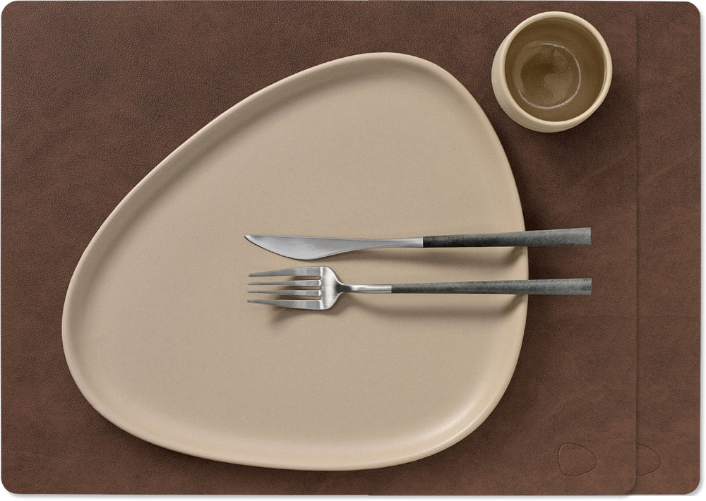 LIND DNA Placemats Nupo - Leather - Dark Brown - 45 x 35 cm - 2 pieces