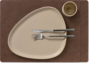 LIND DNA Placemats Nupo - Leather - Dark Brown - 45 x 35 cm - 2 pieces