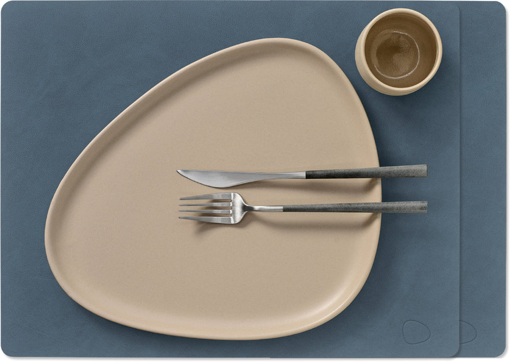 LIND DNA Placemats Nupo - Leather - Dark Blue - 45 x 35 cm - 2 pieces