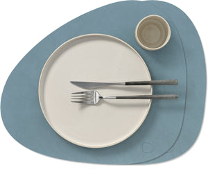 LIND DNA Placemats Nupo - Leather - Light Blue - Curved - 44 x 37 cm - 2 pieces