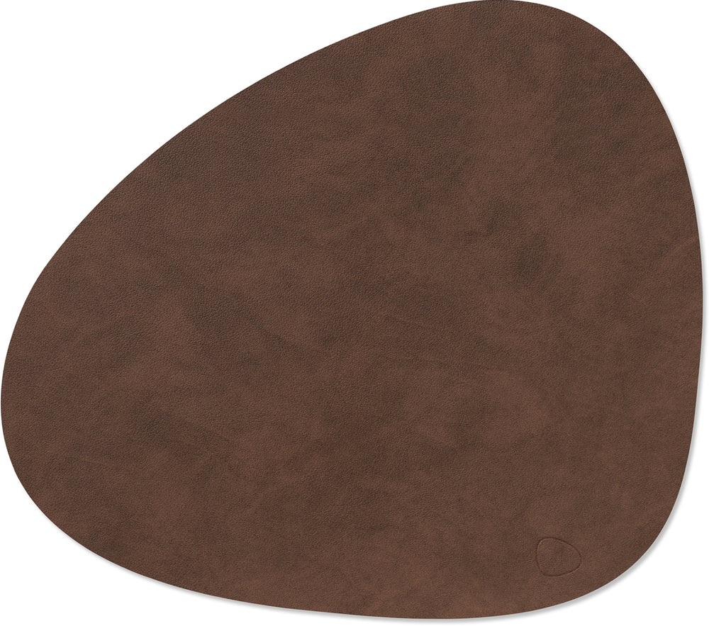 LIND DNA Placemats Nupo - Leather - Dark Brown - Curved - 44 x 37 cm - 2 pieces
