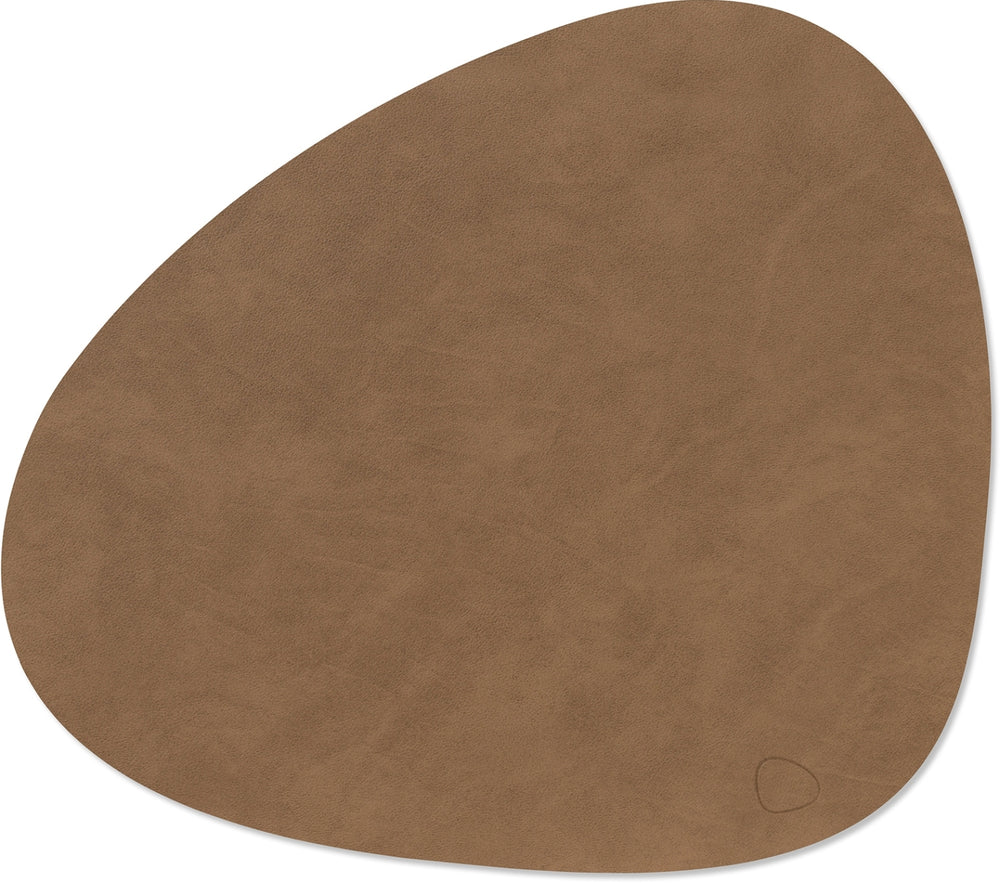 LIND DNA Placemats Nupo - Leather - Brown - Curved - 44 x 37 cm - 2 pieces