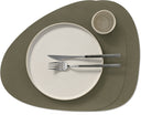 LIND DNA Placemats Nupo - Leather - Army Green - Curved - 44 x 37 cm - 2 Pieces