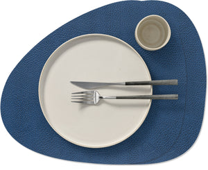LIND DNA Placemats Hippo - Leather - Navy Blue - Curved - 44 x 37 cm - 2 pieces