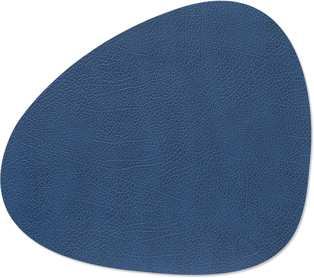 LIND DNA Placemats Hippo - Leather - Navy Blue - Curved - 44 x 37 cm - 2 pieces