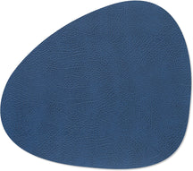 LIND DNA Placemats Hippo - Leather - Navy Blue - Curved - 44 x 37 cm - 2 pieces