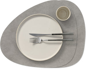 LIND DNA Placemats Hippo - Leather - Anthracite Grey - Curved - 44 x 37 cm - 2 Pieces