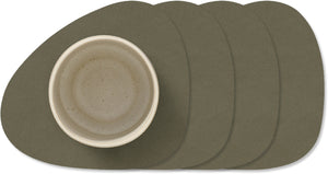 LIND DNA Coasters Nupo - Leather - Army Green - 13 x 11 cm - 4 Pieces