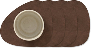 LIND DNA Coasters Nupo - Leather - Dark Brown - 13 x 11 cm - 4 Pieces