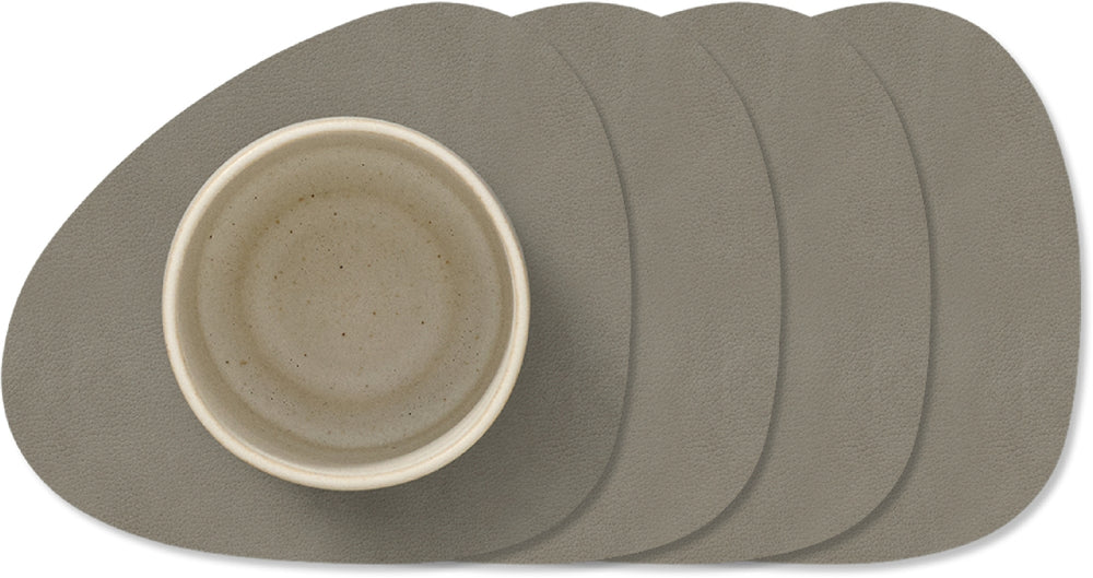 LIND DNA Coasters Nupo - Leather - Flint Grey - 13 x 11 cm - 4 pieces