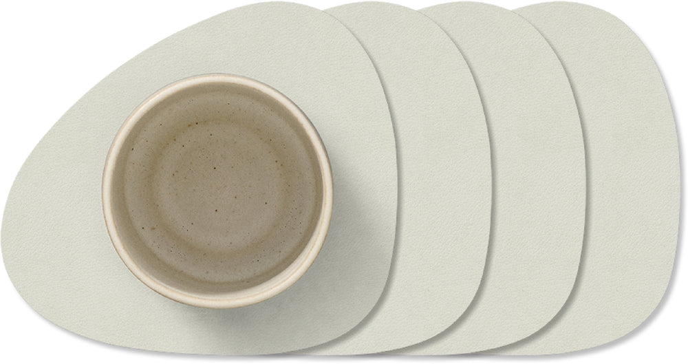 LIND DNA Coasters Nupo - Leather - Linen - 13 x 11 cm - 4 pieces