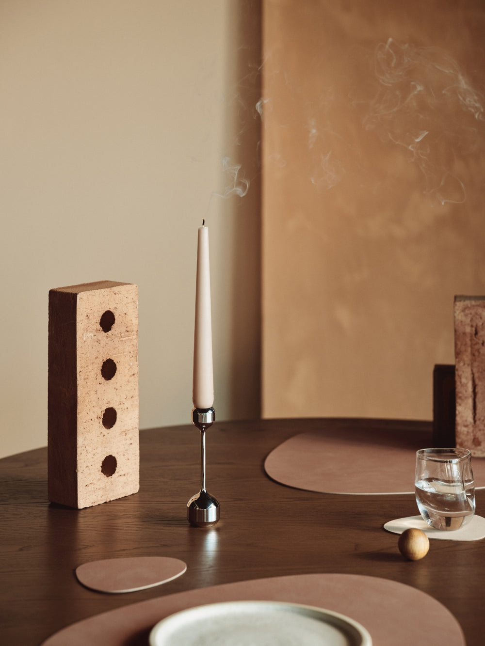 LIND DNA Coasters Nupo - Leather - Old Rose - 13 x 11 cm - 4 Pieces