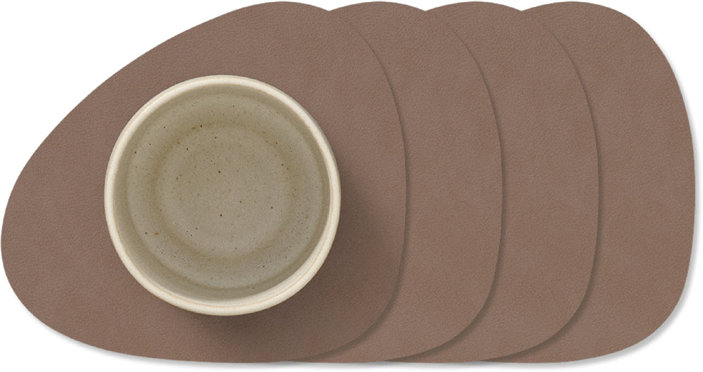LIND DNA Coasters Nupo - Leather - Truffle - 13 x 11 cm - 4 Pieces