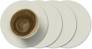 LIND DNA Coasters Nupo - Leather - Linen - ø 10 cm - 4 pieces