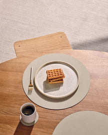 LIND DNA Coasters Nupo - Leather - Linen - ø 10 cm - 4 pieces