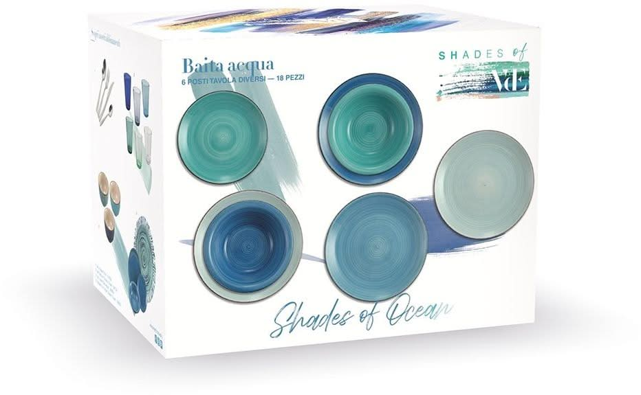 Villa d'Este Tableware set Baita - Acqua Ocean - 18-piece / 6 people