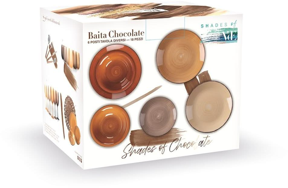 Villa d'Este Tableware set Baita - Chocolate - 18-piece / 6 people