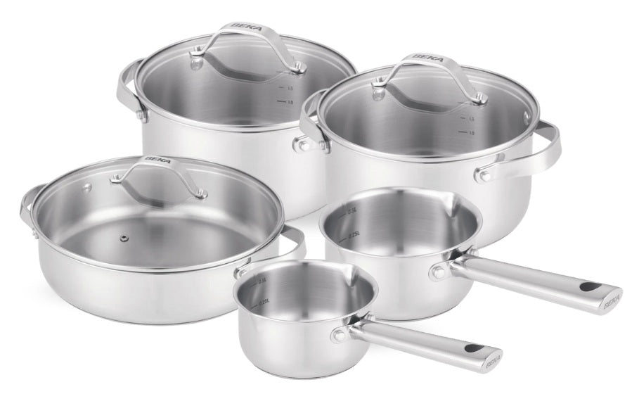 Beka Cookware Set Cicla 5-Piece - without non-stick coating - suitable for all heat sources (Cooking pots, Sauce pans & Sauté pan)