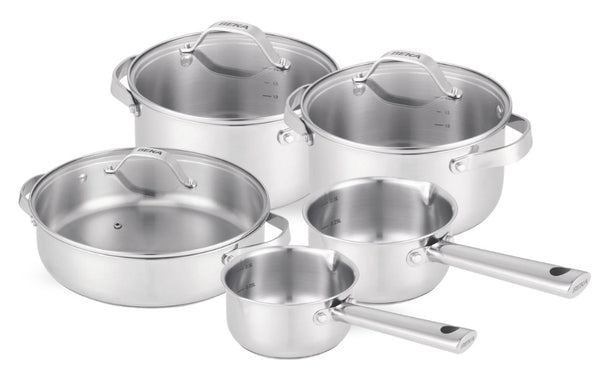 Beka Cookware Set Cicla 5-Piece - without non-stick coating - suitable for all heat sources (Cooking pots, Sauce pans & Sauté pan)