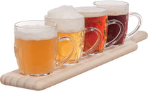 Cosy & Trendy Wooden Shelf with 4 Beer Mugs