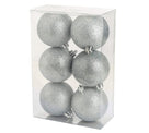 Cosy @Home Christmas balls Silver glitter ø 8 cm - 6 Pieces