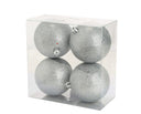 Cosy @Home Christmas balls Silver glitter ø 10 cm - 4 Pieces