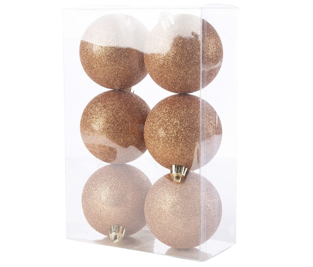 Cosy @Home Christmas Balls Copper ø 8 cm - 6 Pieces