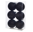 Cosy @Home Christmas balls Black glitter ø 8 cm - 6 Pieces