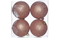 Cosy @Home Christmas balls Copper glitter ø 10 cm - 4 Pieces