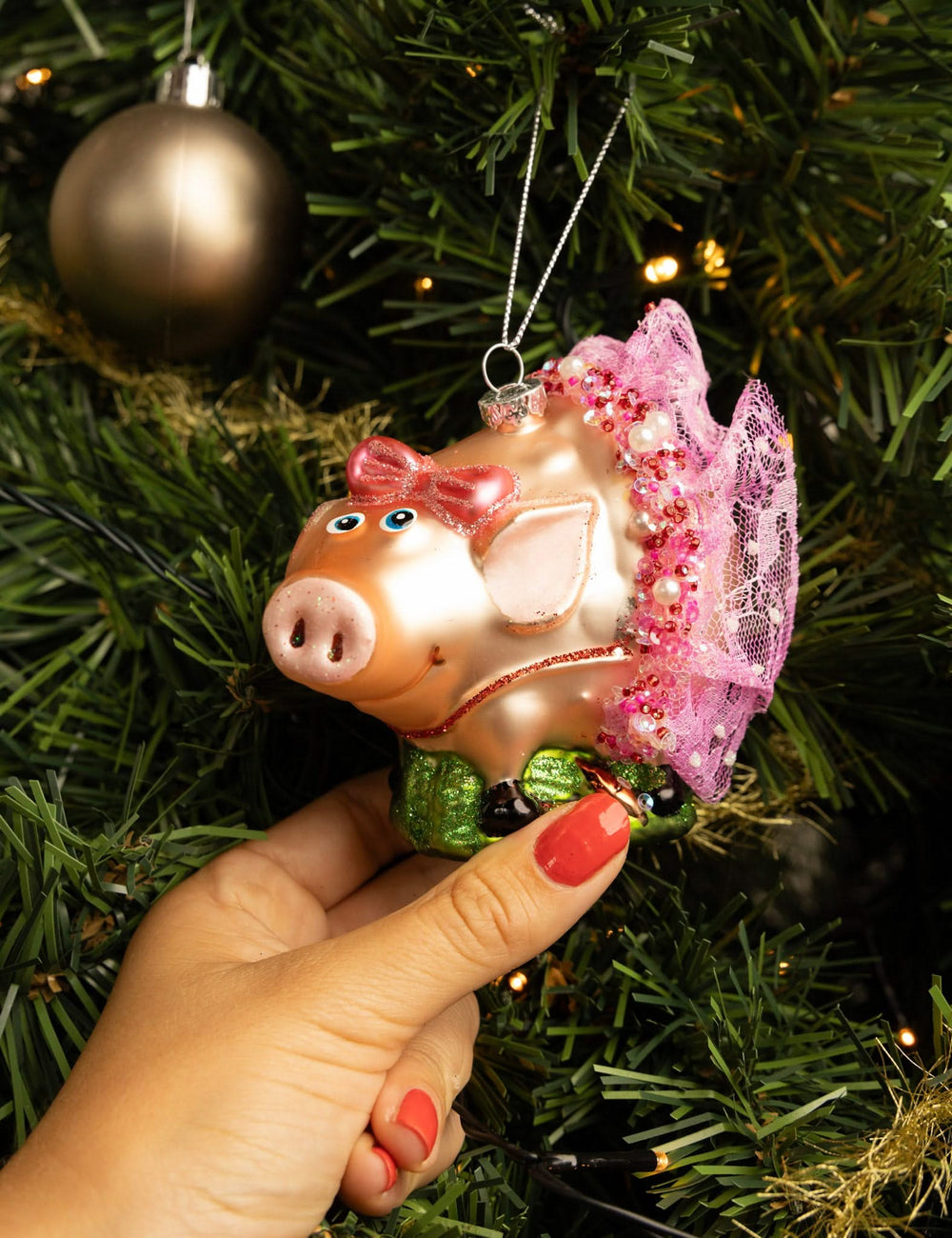 Nordic Light Christmas Ball Pig 10 cm