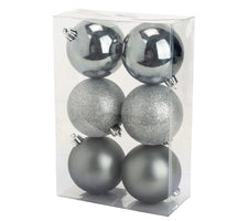 Cosy @Home Christmas baubles Silver dark ø 8 cm - 6 Pieces