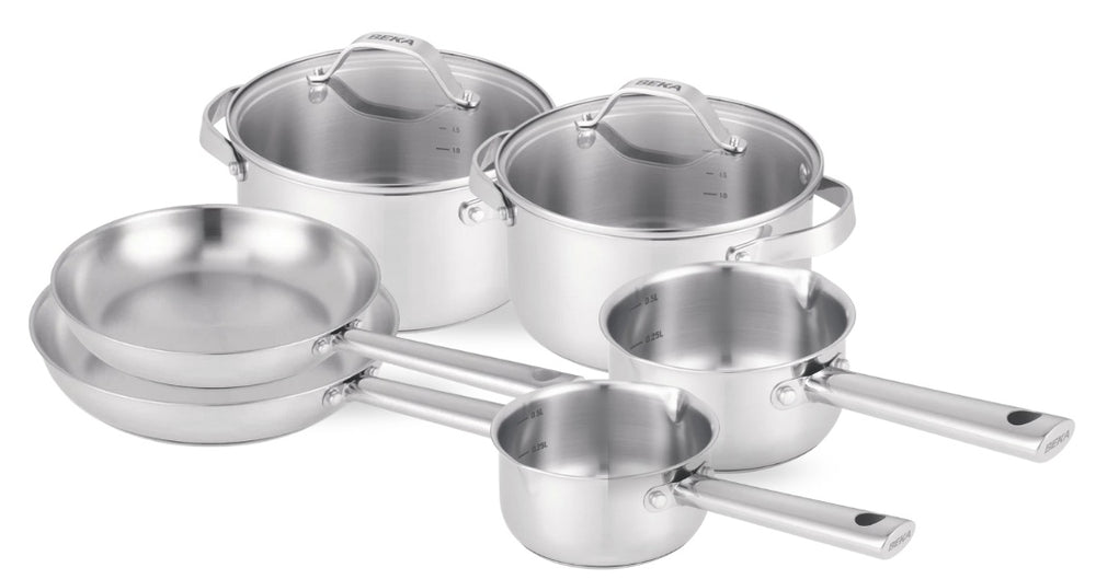 Beka Cookware Set Cicla 6-Piece - without non-stick coating - suitable for all heat sources (Cooking pots, Sauce pans & Frying pans)