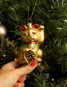 Nordic Light Christmas ball Maneki Neko 10 cm