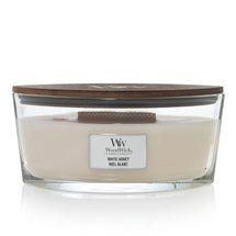 WoodWick Scented Candle Ellipse White Honey - 9 cm / 19 cm - Scented Candle in Glass - Wooden Wick