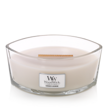 WoodWick Scented Candle Ellipse Smoked Jasmine - 9 cm / 19 cm - Scented Candle in Glass - Wooden Wick