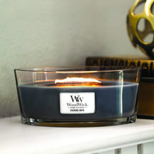 WoodWick Scented Candle Ellipse Evening Onyx - 9 cm / 19 cm - Scented Candle in Glass - Wooden Wick