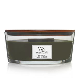 WoodWick Scented Candle Ellipse Frasier Fir - 9 cm / 19 cm - Scented Candle in Glass - Wooden Wick