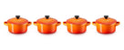 Le Creuset Serving pan / Mini Casserole Signature - Orange red - ø 10 cm / 250 ml - 4 pieces