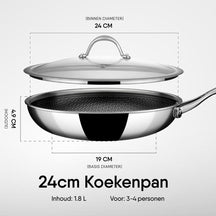 Stahl Cookware Frying Pan Hybrid 24 cm - Includes Glass Lid