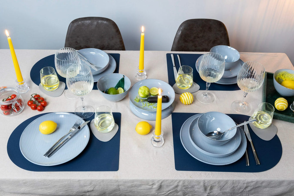 Jay Hill Placemats - Vegan Leather - Gray/Blue - Bread - double sided - 44 x 30 cm - 6 Pieces