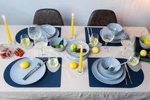 Jay Hill Placemats - Vegan Leather - Gray/Blue - Bread - double sided - 44 x 30 cm - 6 Pieces