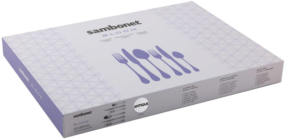 Sambonet Cutlery set Bloom - Antique stainless steel - Monoblock - 36 pieces / 6 people