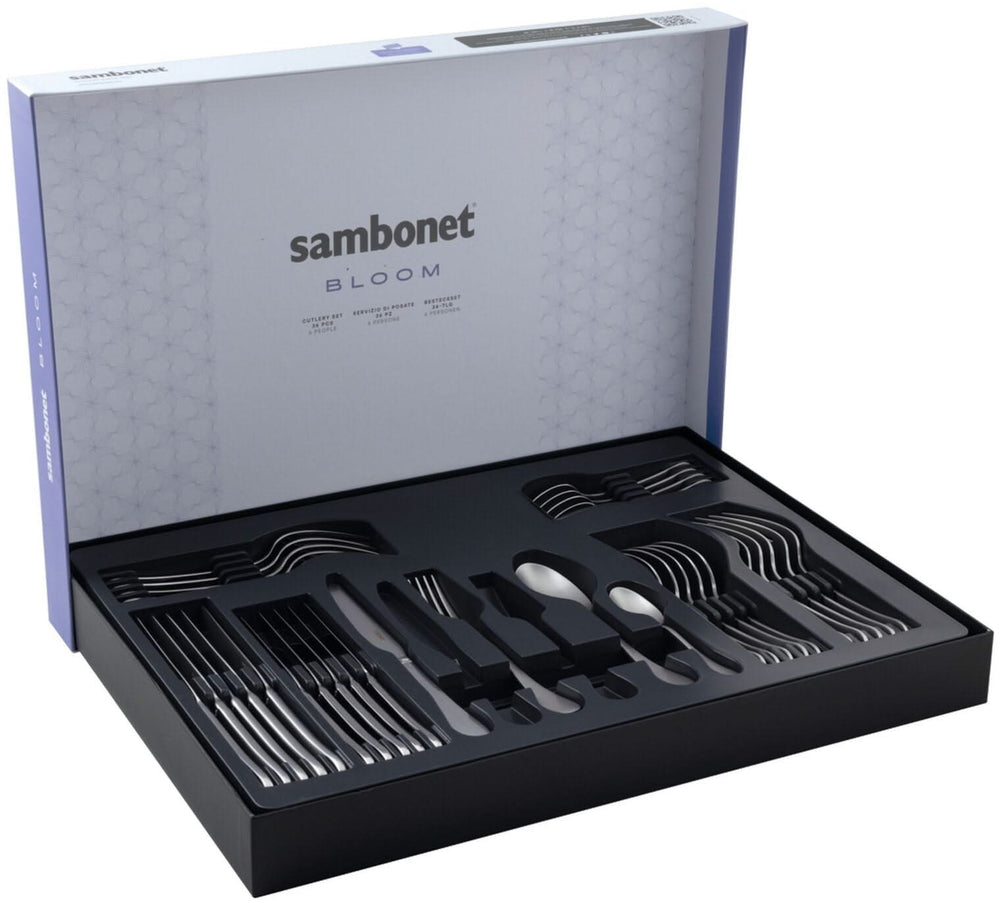 Sambonet Cutlery set Bloom - Antique stainless steel - Monoblock - 36 pieces / 6 people