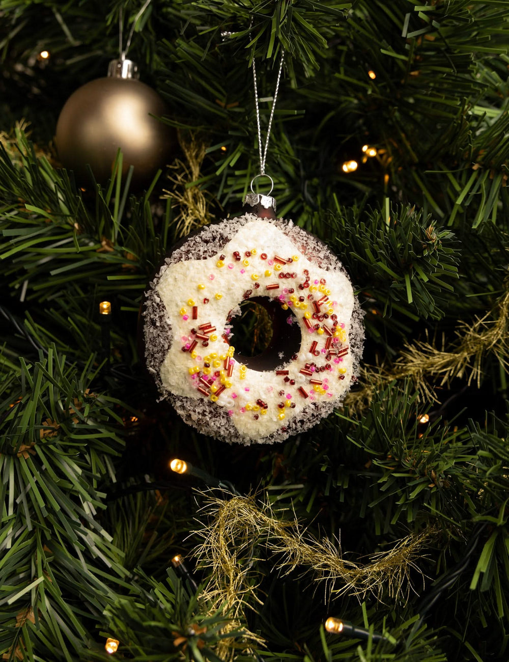 Nordic Light Christmas Ball Donut White/Brown 10 cm