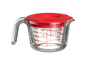 Sareva Measuring cup - with lid - Heat Resistant Glass - 500 ml