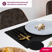 Cookinglife Placemats - Vegan leather - Black - 46 x 33 cm - 6 pieces